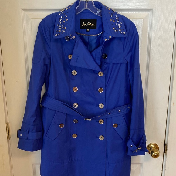 Sam Edelman Jackets & Blazers - Sam Edelman Royal Blue Trench Coat with Studded Collar